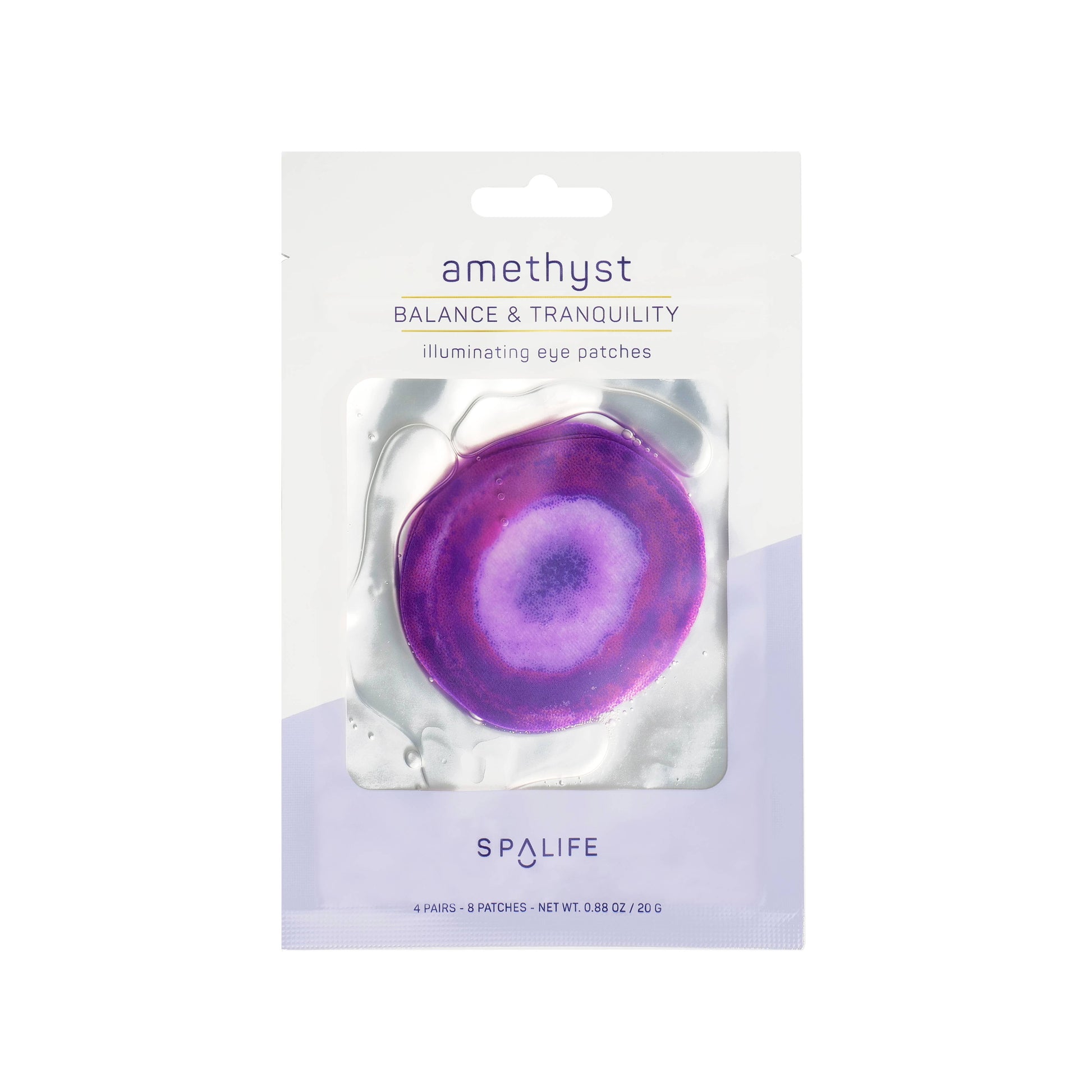 Amethyst Inspired Illuminating Eye Patches - 4 Pairs for dark circles, hydrating gel material, purple color