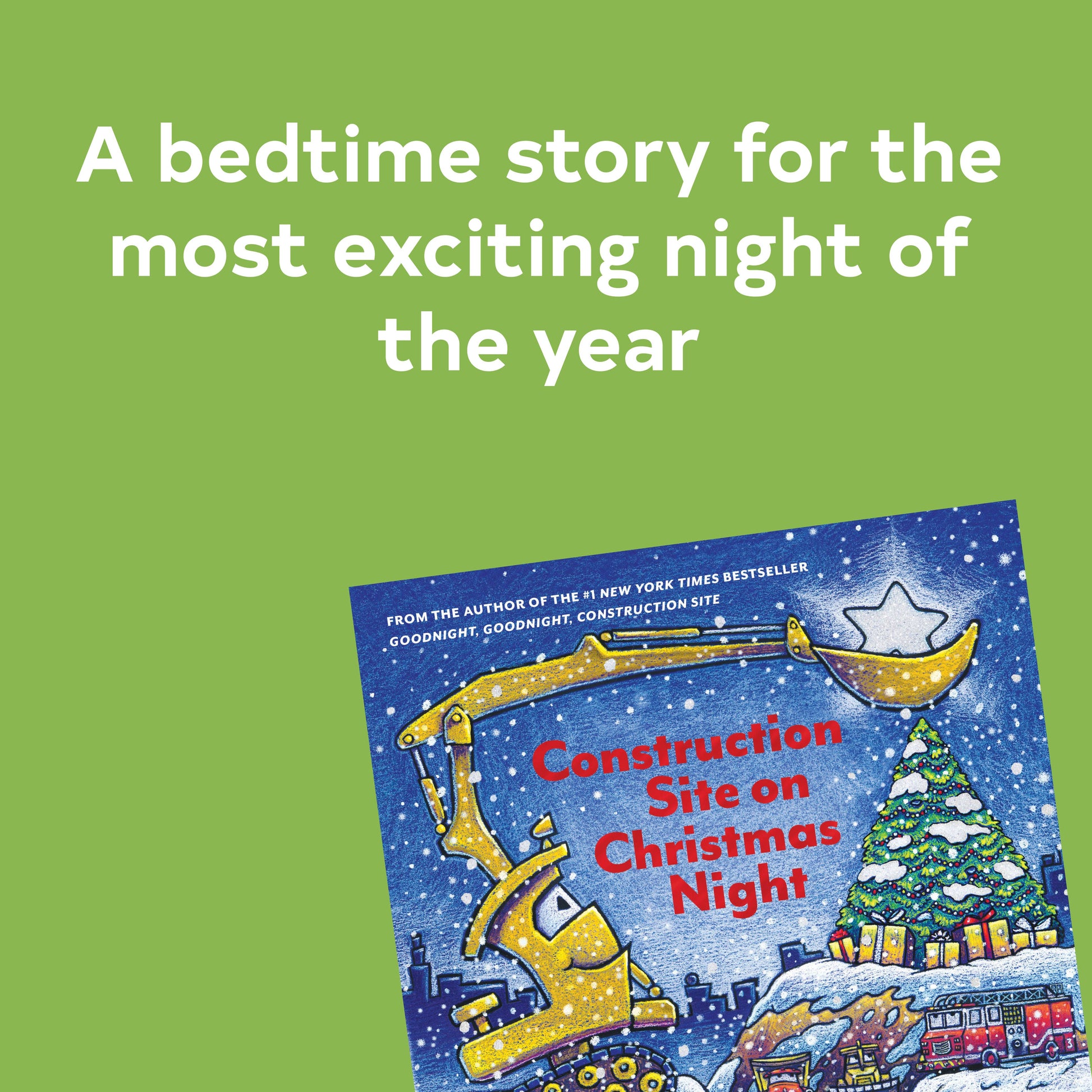 Construction Site on Christmas Night book, colorful kids' storybook, holiday-themed, hardcover edition