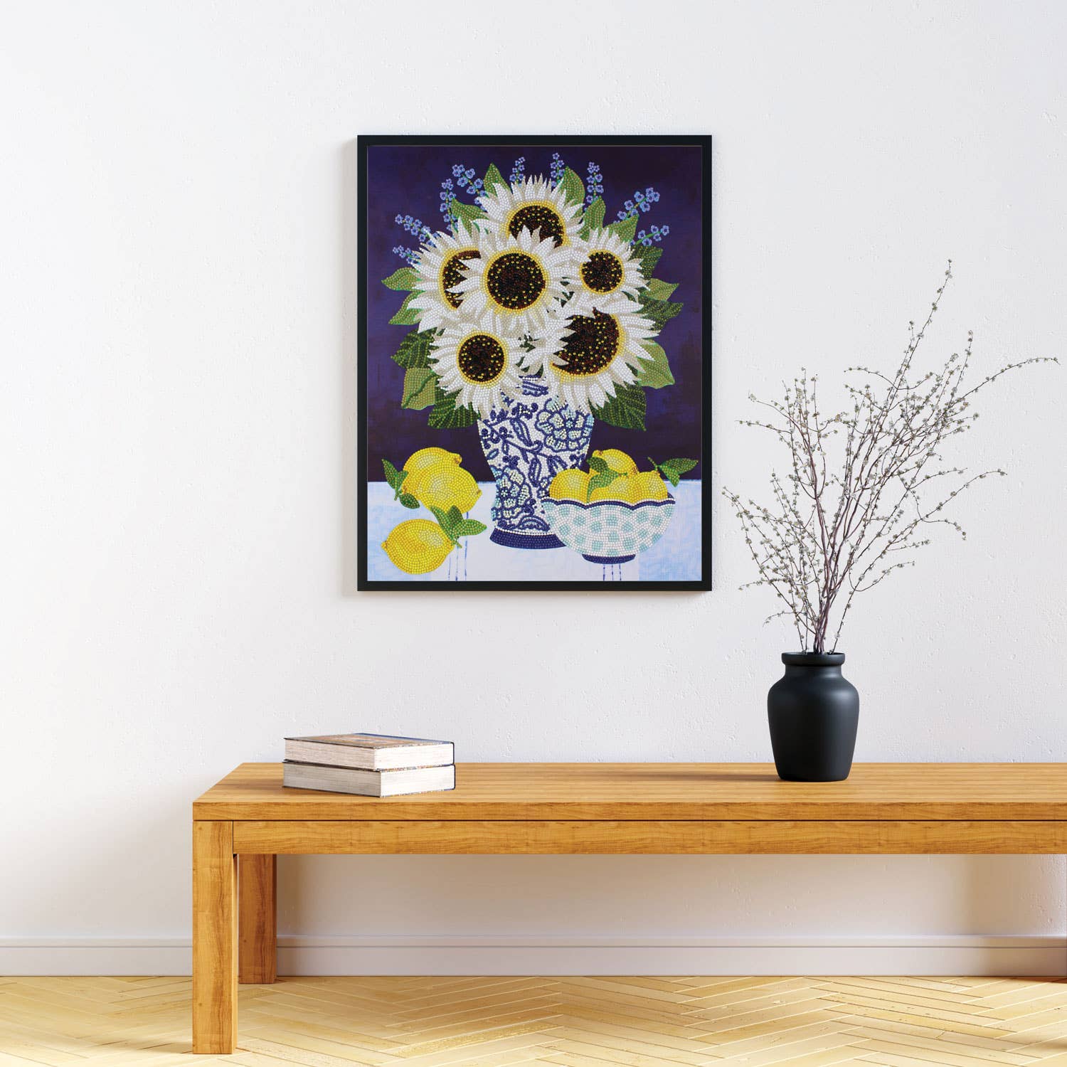 White Sunflowers Diamond Painting Kit, 5D DIY craft set with sparkling gems, easy-to-follow canvas, perfect for home decor...