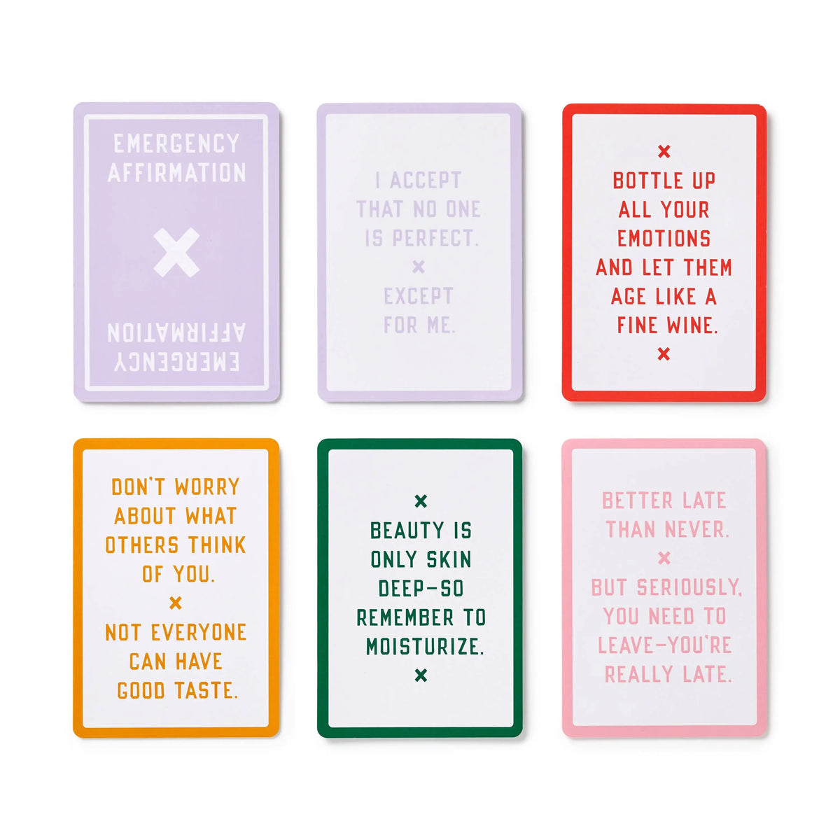 Emergency Affirmations For Exceptionally Stupid Days Card Deck, colorful motivational quotes, self-help gift idea