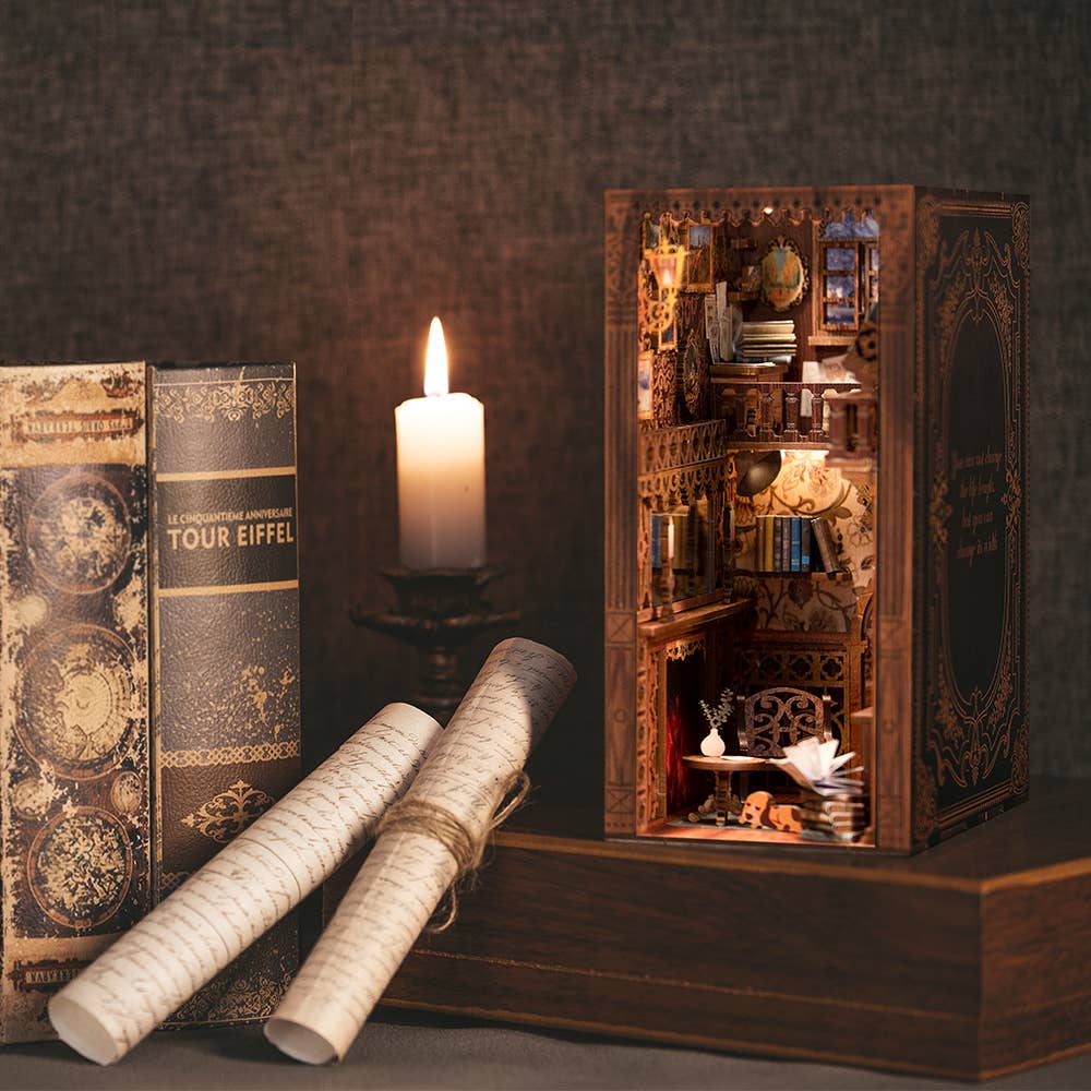 DIY Book Nook Kit: Eternal Bookstore with Dust Cover, miniature wooden craft, detailed design, perfect gift for crafters a...