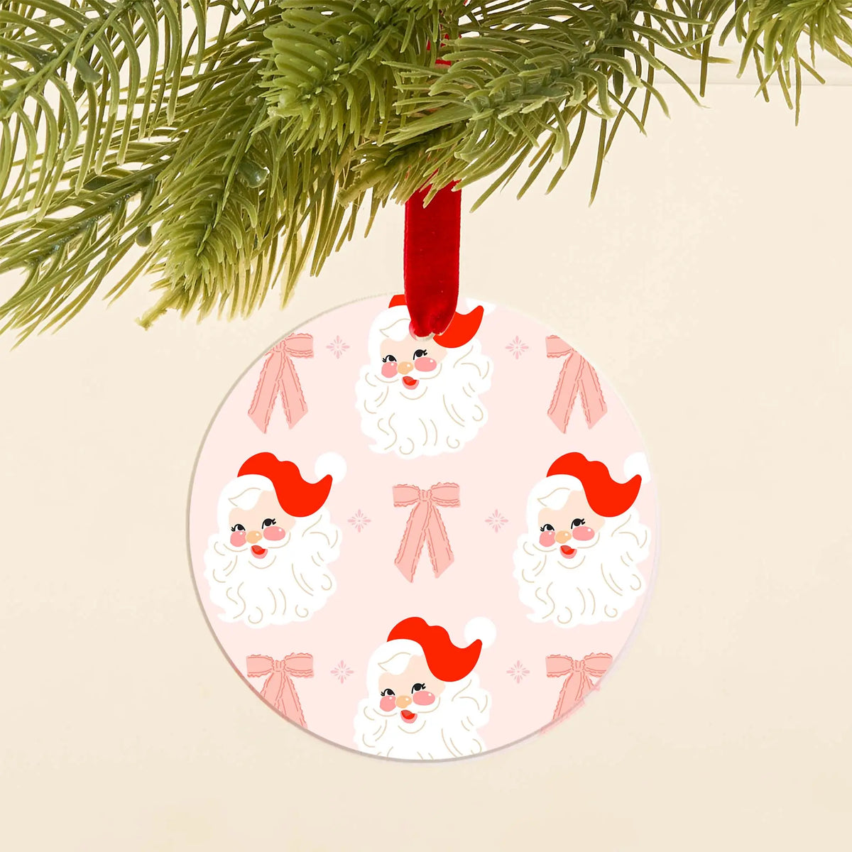 Red glass Holiday Tree Ornament-Dear Santa with gold glitter accents, festive design, 4-inch size for Christmas decoration