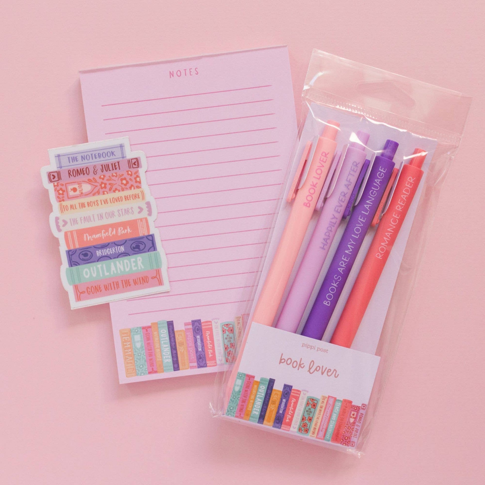 Book Lover Pen Set with vintage-inspired designs, perfect gift for readers, set of 5, multicolor ink