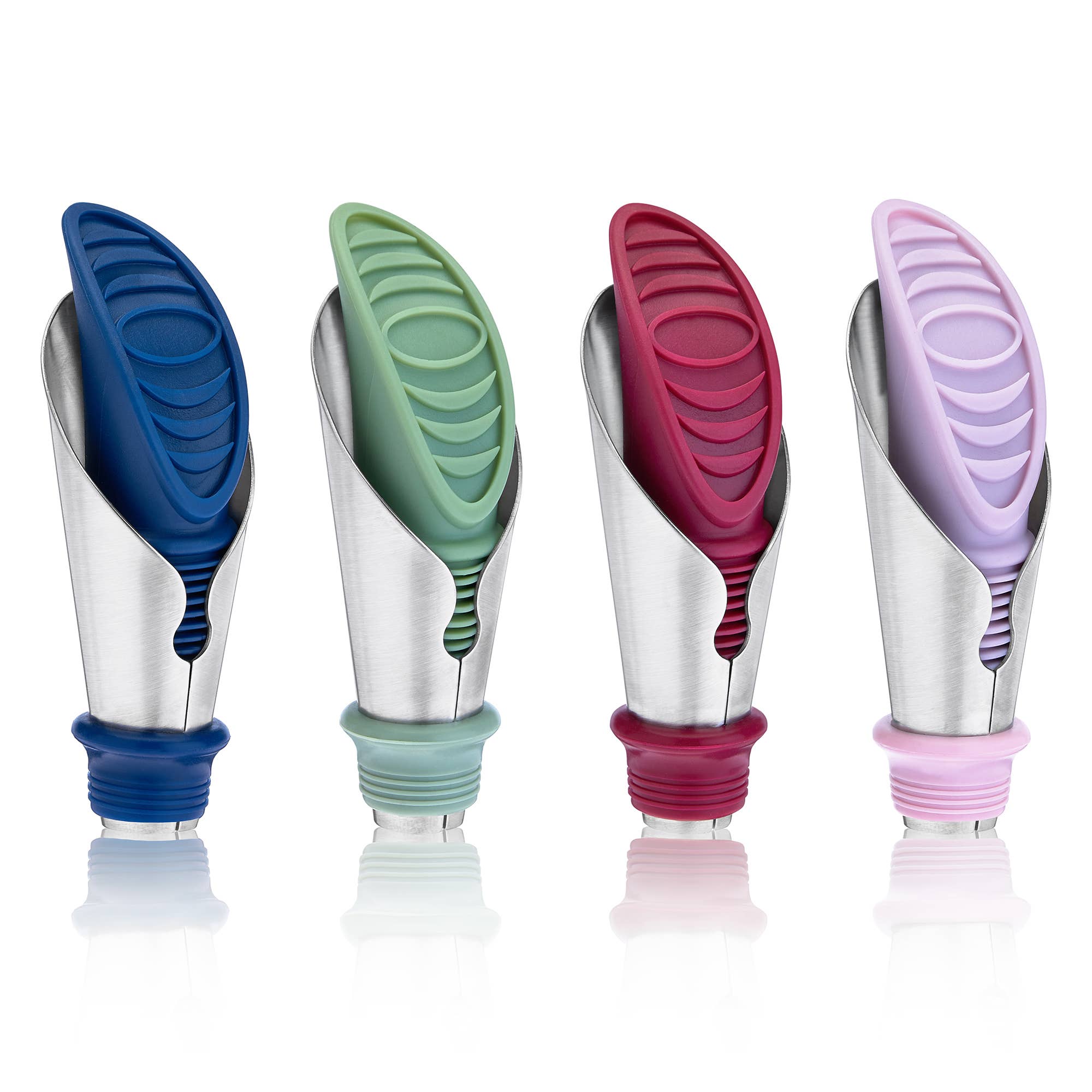 Duo 2 Piece Wine Bottle Stopper and Pourer ASSORTED COLORS: 4-Color Bulk Assortment