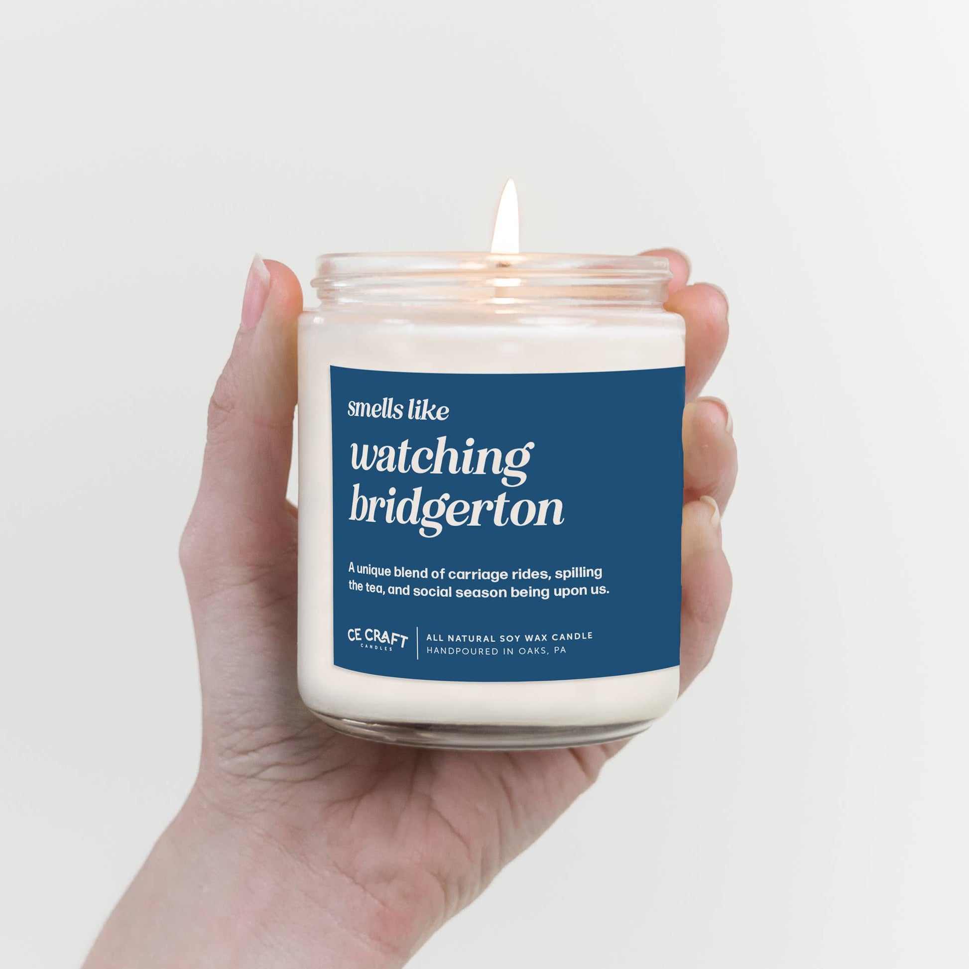 Scented candle Smells Like Watching Bridgerton, lavender & rose, hand-poured soy wax, 8oz vintage-inspired jar